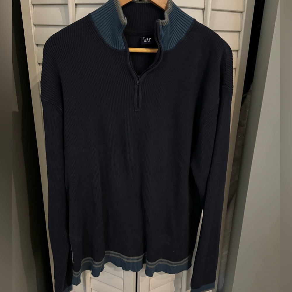 GAP Men's Dark Blue Quarter Zip Sweater